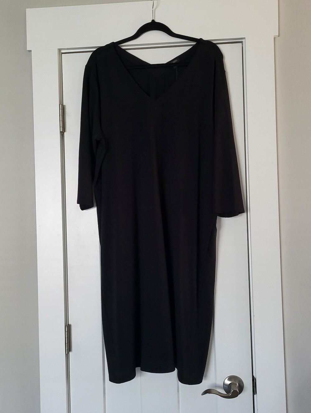 J Jill Wearever Collection Dress 2X Black Long Sleeve Pockets Minimalist NWT